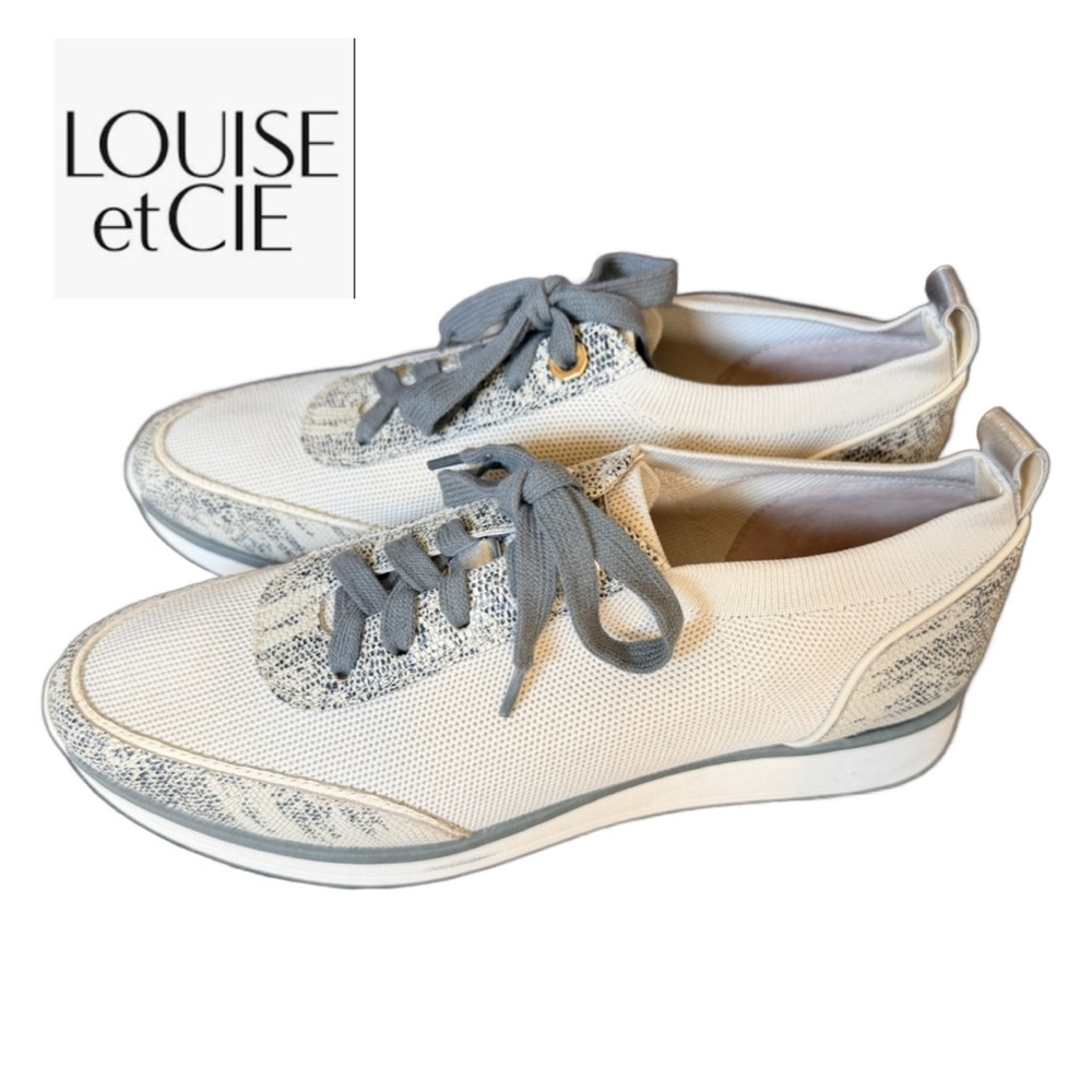 Louise et Cie Women's Cream and Gray Snakeskin Print Sneakers